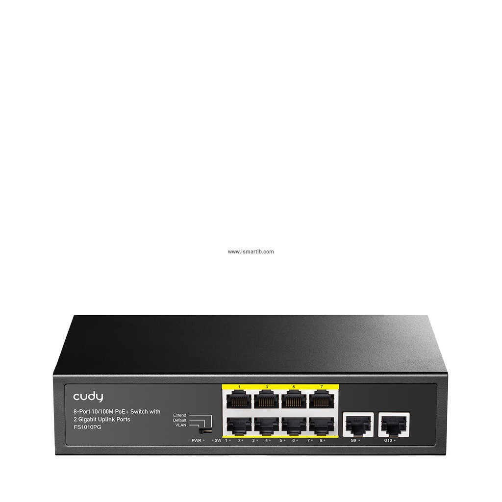 Cudy 8-Port 10/100M PoE+ Switch with 2 Uplink Gigabit Ports, Model: FS1010PG